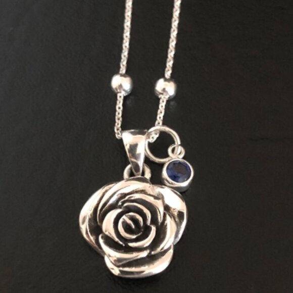 Rose Anklet, Sterling Silver Beaded Ankle Bracelet, Birthstone Ankle Chain - Picture 2 of 16